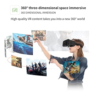 VR Headset Virtual Reality VR 3D Glasses VR Set 3D Virtual Reality Goggles,Adjustable VR Glasses Support 7.2 Inches [with Controller+Two Eye Masks]