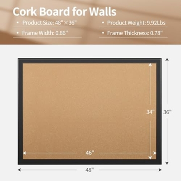 Elegant 48" x 36" Cork Board for Home and Office Organization