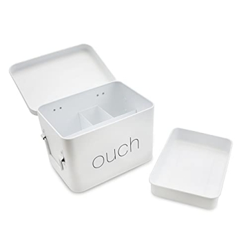 AQ OUCH Metal First Aid Box - Stylish & Durable Organizer for Home, Office, Car
