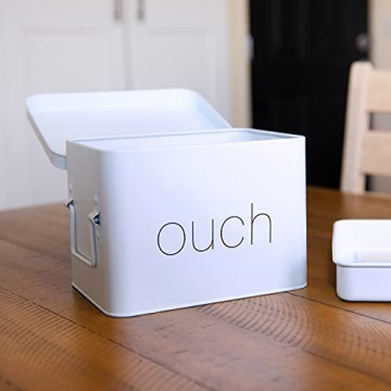 AQ OUCH Metal First Aid Box - Durable Medical Organizer