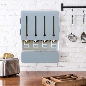 BOWINGBO Condiment Holder - Oil & Vinegar Storage Dispenser, Seasoning Wall Rack, Kitchen Storage for Spices, Vinegar, Other Liquids