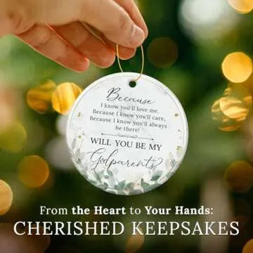 HEXMOZ Godparents Proposal Gift - Will You Be My Godparents Christmas Ornament 2024 - Godparent Gifts for Baptism, Catholic Godparent Ornament, Present from Godchild - Christmas Decoration