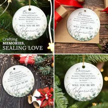 HEXMOZ Godparents Proposal Gift - Will You Be My Godparents Christmas Ornament 2024 - Godparent Gifts for Baptism, Catholic Godparent Ornament, Present from Godchild - Christmas Decoration