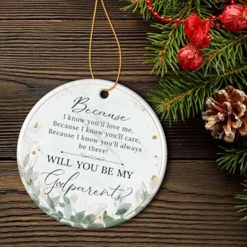 HEXMOZ Godparents Proposal Gift - Will You Be My Godparents Christmas Ornament 2024 - Godparent Gifts for Baptism, Catholic Godparent Ornament, Present from Godchild - Christmas Decoration
