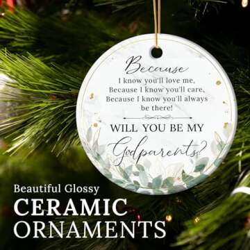 HEXMOZ Godparents Proposal Gift - Will You Be My Godparents Christmas Ornament 2024 - Godparent Gifts for Baptism, Catholic Godparent Ornament, Present from Godchild - Christmas Decoration