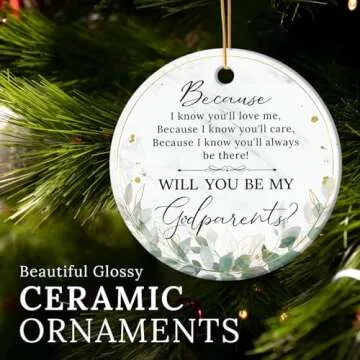 HEXMOZ Godparents Proposal Gift - Will You Be My Godparents Christmas Ornament 2024 - Godparent Gifts for Baptism, Catholic Godparent Ornament, Present from Godchild - Christmas Decoration