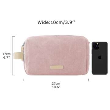 BAGSMART Toiletry Bag for Women, Cosmetic Makeup Bag Organizer, Travel Bag for Toiletries, Dopp Kit Water-resistant Shaving Bag for Accessories, Pink-Medium