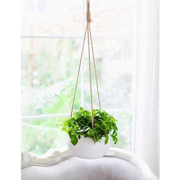 YXMYH Modern White Ceramic Hanging Planter for Indoor Plants Porcelain Hanging Plant Holder 8 Inch G...