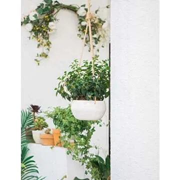 YXMYH Modern White Ceramic Hanging Planter for Indoor Use