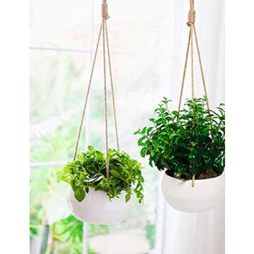 YXMYH Modern White Ceramic Hanging Planter for Indoor Use