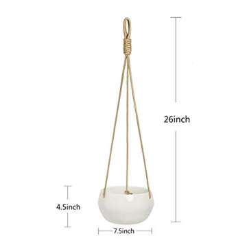 YXMYH Modern White Ceramic Hanging Planter for Indoor Use