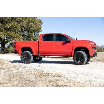 Rough Country Power Running Boards with LED Step Lights for Chevy Silverado & GMC Sierra 1500/2500HD/3500HD, Crew Cab (2019-2024) - Dual Motor Electric Powerstep Board & Retractable Truck Steps