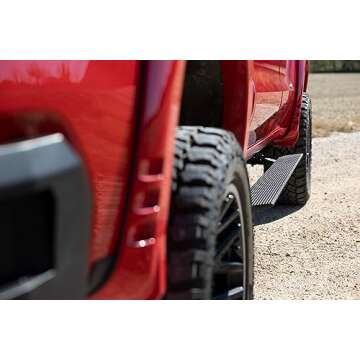 Rough Country Power Running Boards with LED Step Lights for Chevy Silverado & GMC Sierra 1500/2500HD/3500HD, Crew Cab (2019-2024) - Dual Motor Electric Powerstep Board & Retractable Truck Steps