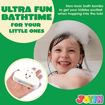 JOYIN Rainbow Bath Bombs Gift Set, 6 Packs Cloud Shaped Bubble Bath Bombs with Assorted Cute Faces, Natural Essential Oil SPA Bath Fizzies Set, Kids & Women Birthday Gift Easter Basket Stuffers