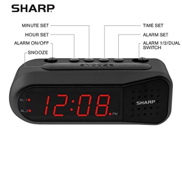 Sharp Digital Alarm Clock - Gentle Dual Alarm Design