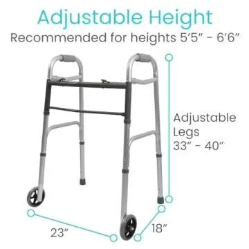 Vive Mobility Folding Walker for Seniors - Lightweight, Foldable & Durable Support