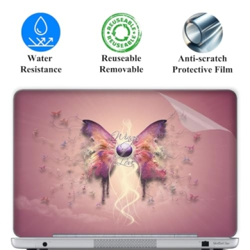 Premium 17 17.3 Inch Laptop Skin Sticker Cover - Butterfly Wings of Love (Includes 2 Wrist Pad Skins...