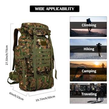 W WINTMING Hiking Backpack for Men 70L Camping Backpack Military Rucksack Molle 3 Days Assault Pack for Climbing