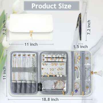 MATEIN Jewelry Travel Case for Women, Large Jewelry Holder Organizer with Transparent Pockets, Folda...