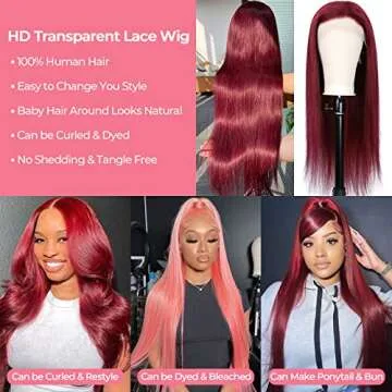 UNANCY 99J Burgundy Lace Front Wigs Human Hair Pre PluckedHairline Glueless 180% Density 13×4 HD Transparent Wigs for Women Human Hair with Baby Hair Wine Red Colored (20 inch, 99j)