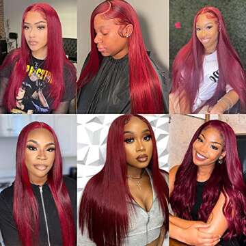 UNANCY 99J Burgundy Lace Front Wigs Human Hair Pre PluckedHairline Glueless 180% Density 13×4 HD Transparent Wigs for Women Human Hair with Baby Hair Wine Red Colored (20 inch, 99j)