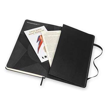 Moleskine Limited Edition David Bowie Notebook, Hard Cover, Large (5" x 8.25") Ruled/Lined, Black, 240 Pages