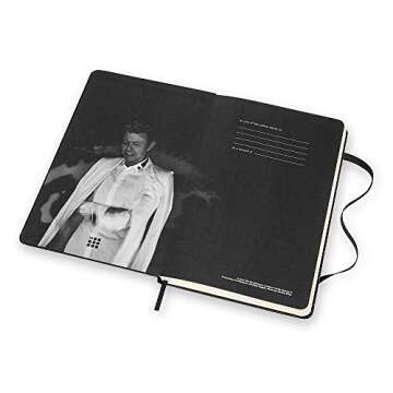 Moleskine Limited Edition David Bowie Notebook, Hard Cover, Large (5" x 8.25") Ruled/Lined, Black, 240 Pages