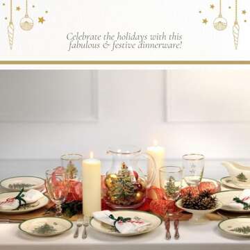 Spode Christmas Tree Cranberry Sauce Serving Dish with Slotted Spoon (8"x 4.25") - Rectangular Holiday Server with Holiday Motif - Dishwasher, Microwave, Freezer Safe Serveware for Entertaining