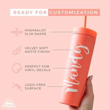 STRATA CUPS Multicolor Skinny Tumblers with Lids and Straws (4 pack) - 16oz Matte Pastel Colored Acrylic Tumblers with Lids and Straws, Double Wall Tumblers Bulk, Reusable Cup with Straw Cleaner