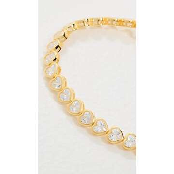 ADINA EDEN Women's Heart Bezel-Set Tennis Bracelet - Gold, Gold, One Size
