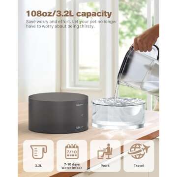BEMOONY Cat Water Fountain: Quiet 3.2L Pet Dispenser