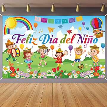 Dia Del Niño Feliz Dia Del Niño Banner Backdrop Mexico Children's Day Backdrop for Kids Childrens ...
