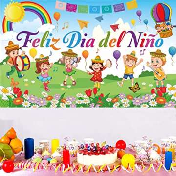Dia Del Niño Feliz Dia Del Niño Banner Backdrop Mexico Children's Day Backdrop for Kids Childrens Party Decoration, 71 x43 inches