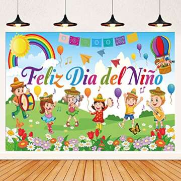 Dia Del Niño Feliz Dia Del Niño Banner Backdrop Mexico Children's Day Backdrop for Kids Childrens Party Decoration, 71 x43 inches