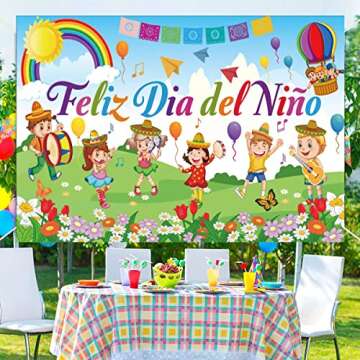 Dia Del Niño Feliz Dia Del Niño Banner Backdrop Mexico Children's Day Backdrop for Kids Childrens Party Decoration, 71 x43 inches