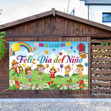 Dia Del Niño Feliz Dia Del Niño Banner Backdrop Mexico Children's Day Backdrop for Kids Childrens Party Decoration, 71 x43 inches