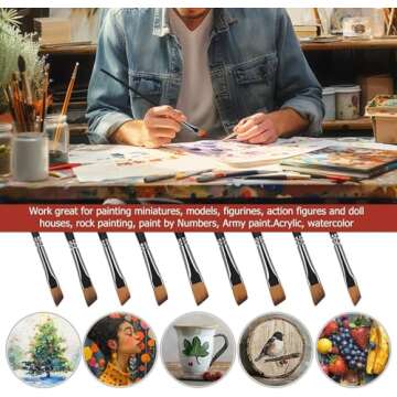 Golden Maple Angular Paint Brush Set - 9 Sizes of Premium Art Brushes for All Mediums