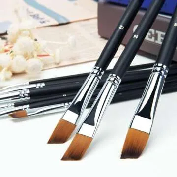 Golden Maple Angular Paint Brush Set - 9PC Professional Brushes