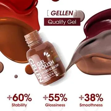 Gellen Gel Nail Polish Set,Red Brown 6 Colors Gel Polish Set, All Season Neutral Nail Polish Soak Off UV Gel DIY Salon Home
