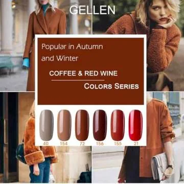 Gellen Gel Nail Polish Set,Red Brown 6 Colors Gel Polish Set, All Season Neutral Nail Polish Soak Off UV Gel DIY Salon Home