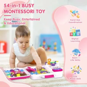Montessori Busy Board for Toddlers 1-3, Educational Toy