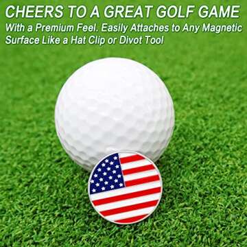 Amy Sport Golf Ball Marker Hat Clip Silicone Magnetic Hat Clips Removable Ball Markers Attaches Easily to Cap Shoe Gifts for Men Women (1 Metal Hat Clip+2 Flag Markers)