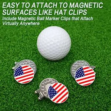 Amy Sport Golf Ball Marker Hat Clip Silicone Magnetic Hat Clips Removable Ball Markers Attaches Easily to Cap Shoe Gifts for Men Women (1 Metal Hat Clip+2 Flag Markers)
