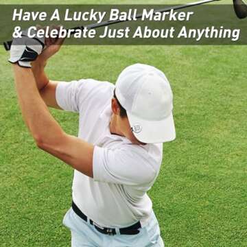Amy Sport Golf Ball Marker Hat Clip Silicone Magnetic Hat Clips Removable Ball Markers Attaches Easily to Cap Shoe Gifts for Men Women (1 Metal Hat Clip+2 Flag Markers)