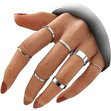 HAIAISO 10 Pcs Knuckle Rings Set - Elegant Stackable Stainless Steel Rings for Women
