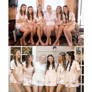 SWOMOG Women's Silk Satin Pajama Set Short Sleeve Ruffled Sleepwear Button Down Loungewear with Shorts Set White