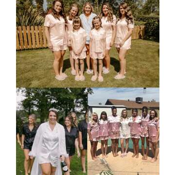 SWOMOG Women's Silk Satin Pajama Set Short Sleeve Ruffled Sleepwear Button Down Loungewear with Shorts Set White