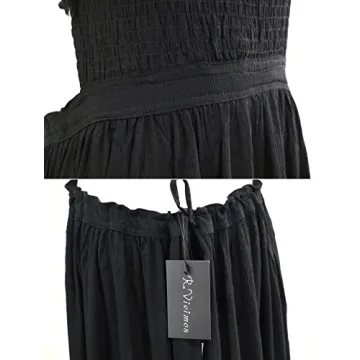 R.Vivimos Womens Summer Boho Sexy Backless Long Dresses (Medium, Black)