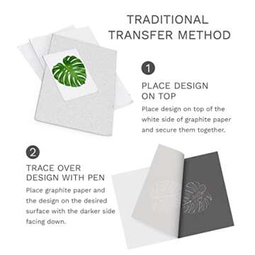 MyArtscape Graphite Transfer Paper, 20 White Sheets - Wax Free - Erasable - Smudge-Free - Ideal for Drawing and Tracing - Premium Arts and Crafts Supplies