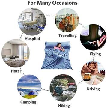 Sleeping Bag Liner Lightweight Portable Sleeping Sheet Dirt-proof Compact Travel Camping Sheet for O...